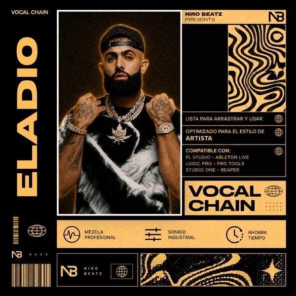 Portada de la Vocal Chain estilo Eladio Carrión de Niro Beatz, preset para Waves StudioVerse