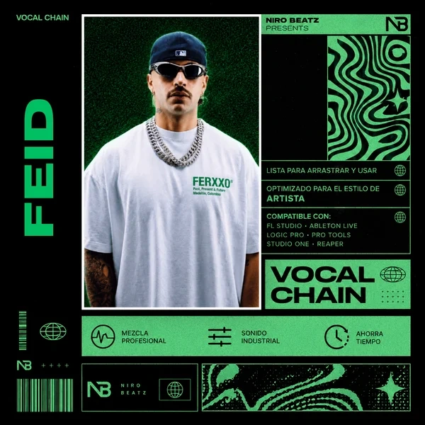 Portada de la Vocal Chain estilo Feid de Niro Beatz, preset para Waves StudioVerse