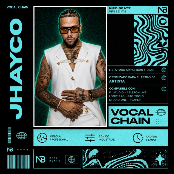 Portada de la Vocal Chain estilo Jhayco de Niro Beatz, preset para Waves StudioVerse