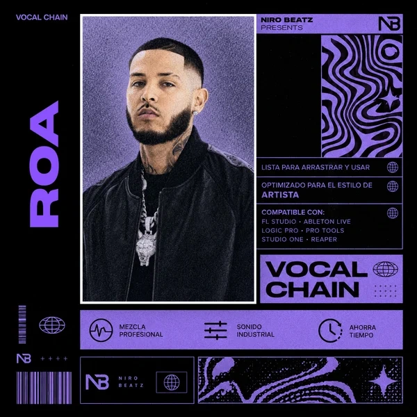 Portada de la Vocal Chain estilo ROA de Niro Beatz, preset para Waves StudioVerse